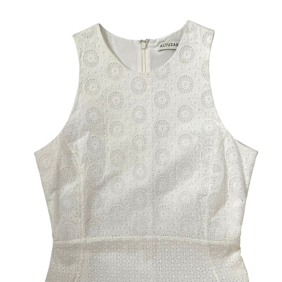 Altuzarra White Eyelet Sleeveless Sheath Midi Dress - 100% Cotton - Size 36/US 0 - Picture 7 of 9